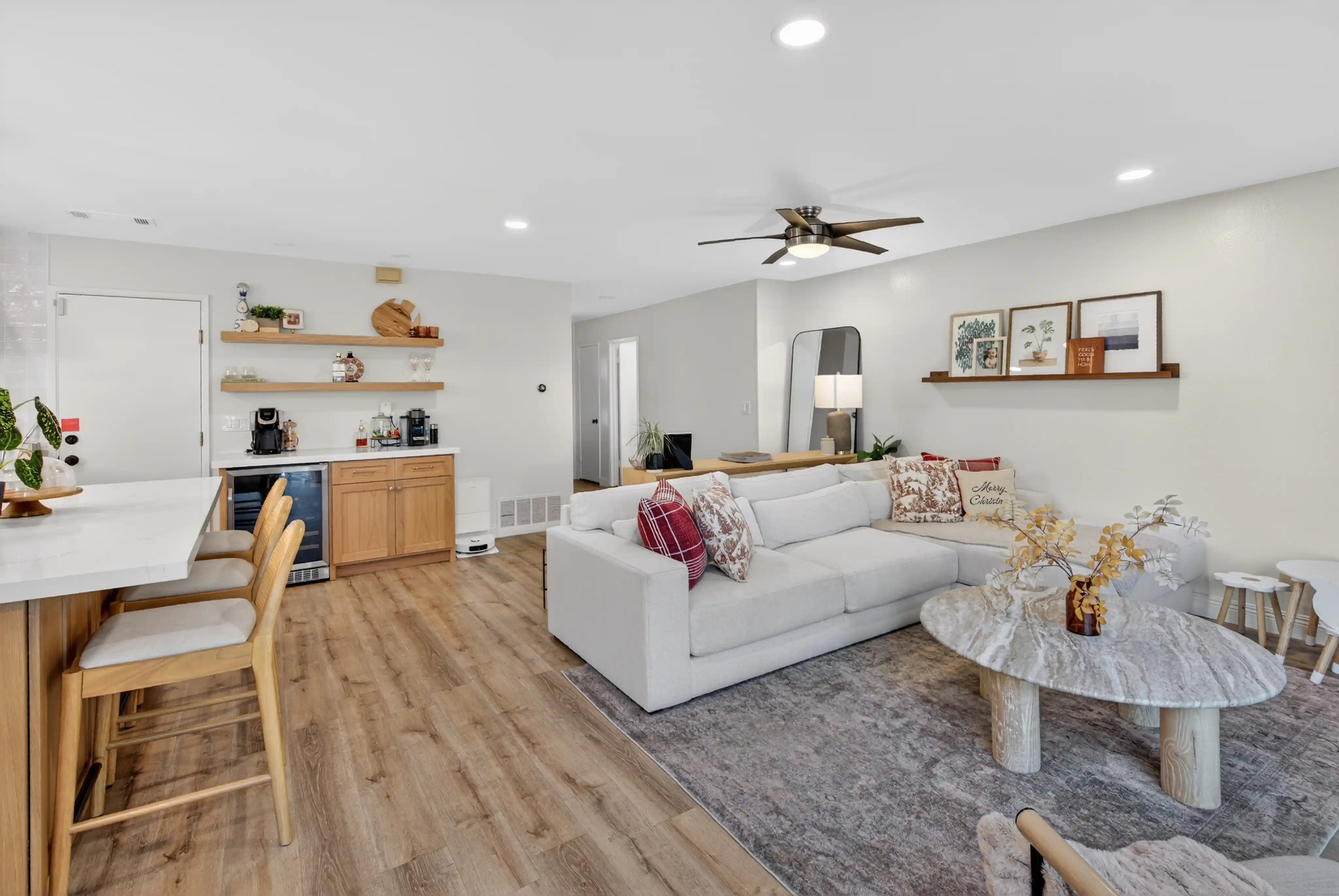 Airbnb vacation rental open plan living and kitchen — Southern California
