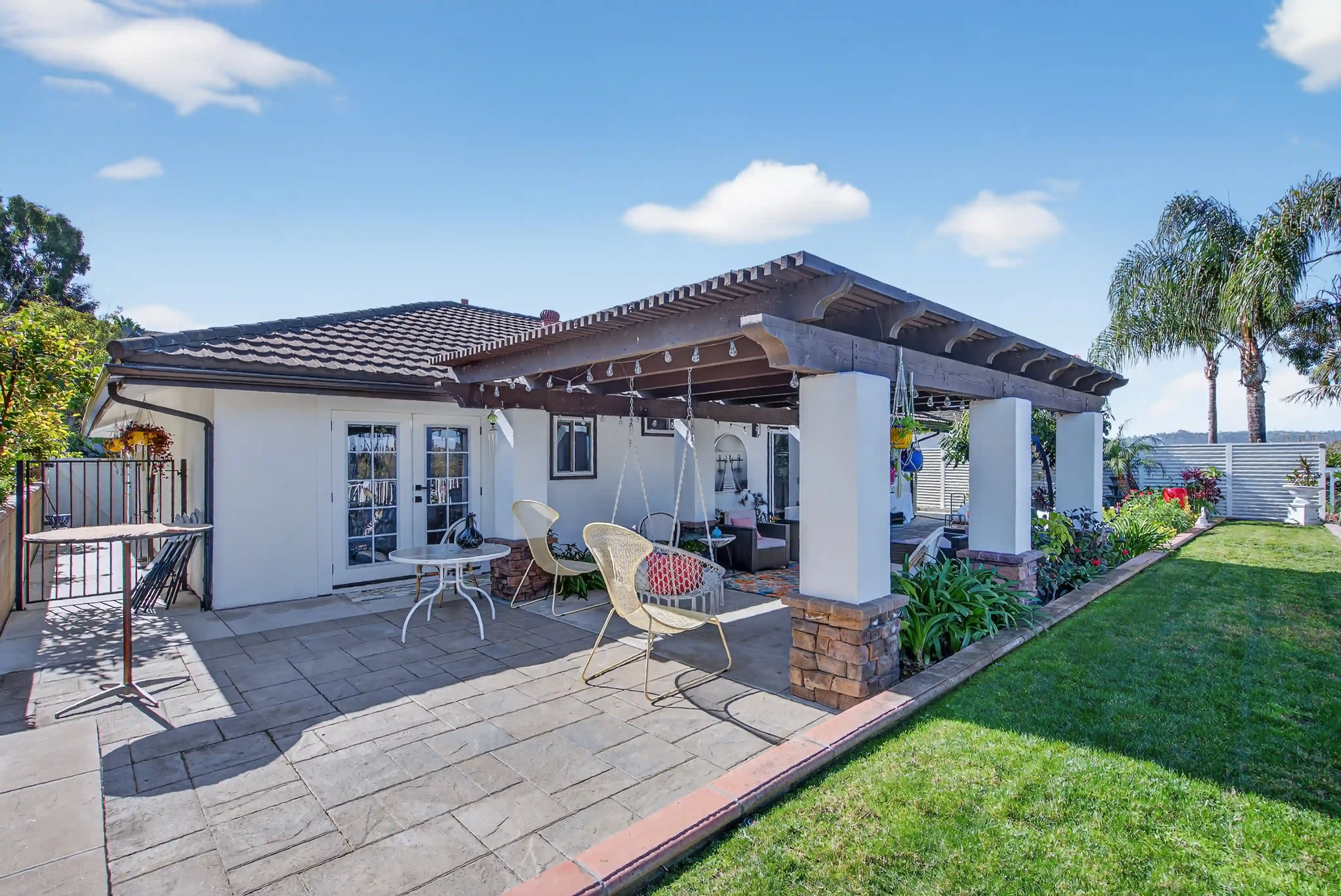 Airbnb backyard gazebo string lights Southern California