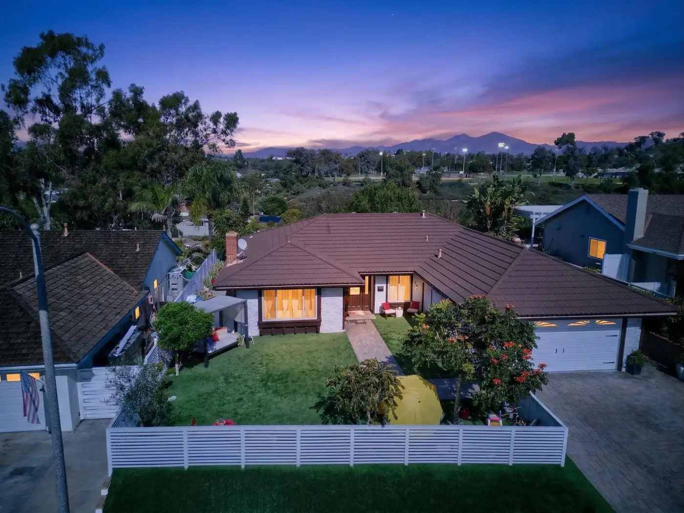 Aerial exterior after virtual twilight edit — Vista Media Homes